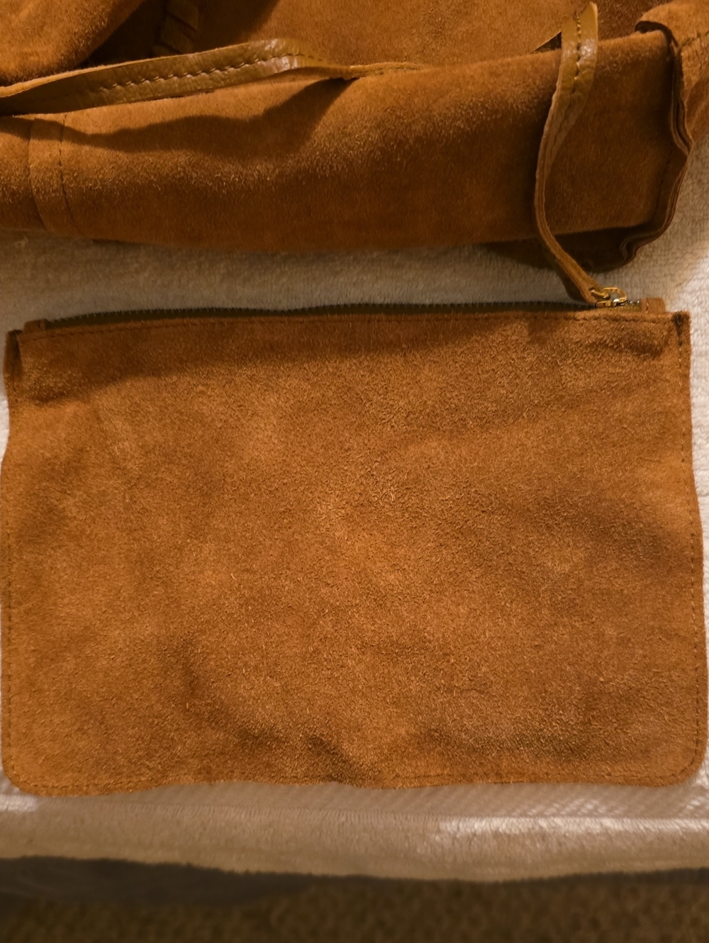 Haute Hippie Festival Suede Hobo Bag Brown Tan Whipstitch Slouchy With Pouch - Picture 12 of 16